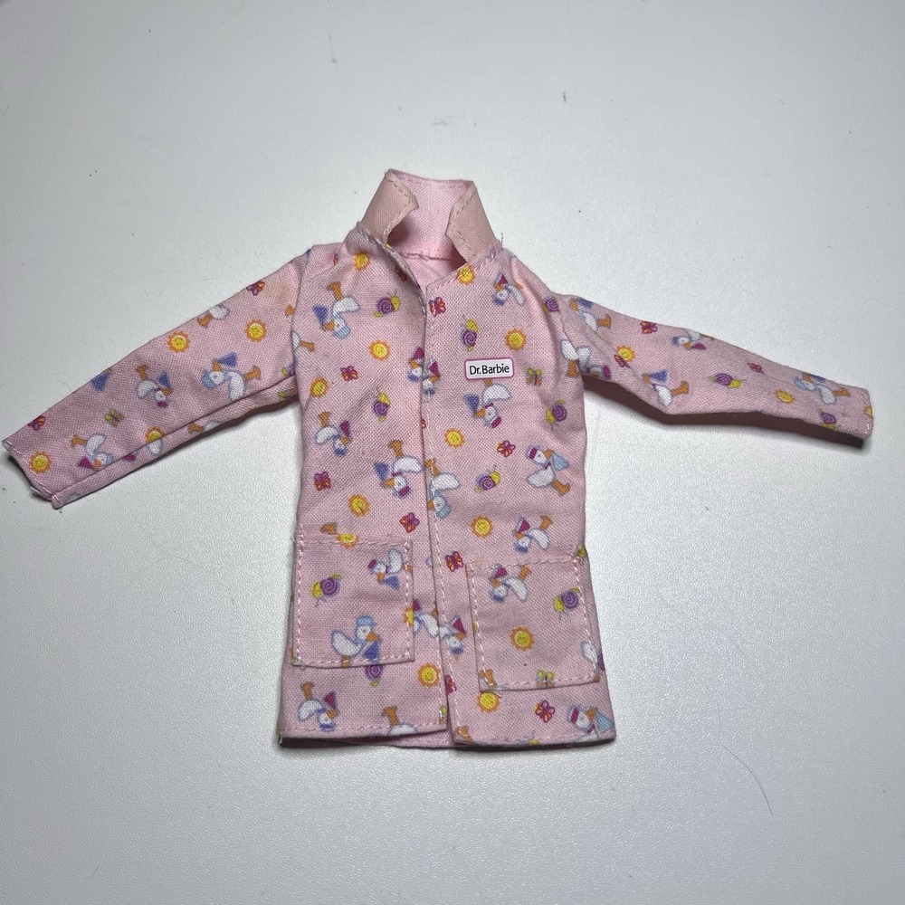 Vtg 2002 Mattel Barbie Happy Family‎ Baby Doctor Pink Patterned Jacket